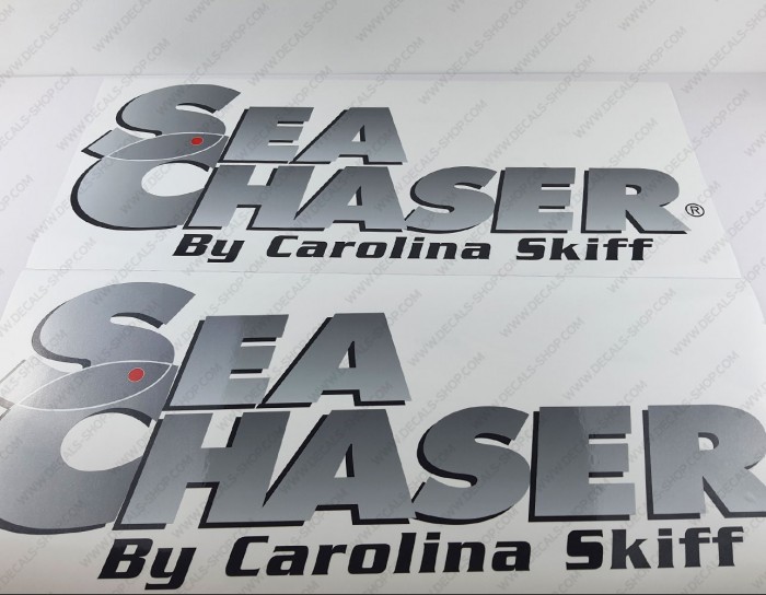 Sea Chaser by Carolina Skiff Boat Logo Decals Set of 2 x 31" Sea Chaser by Carolina Skiff Boat Logo Decals Set of 2 x 31"